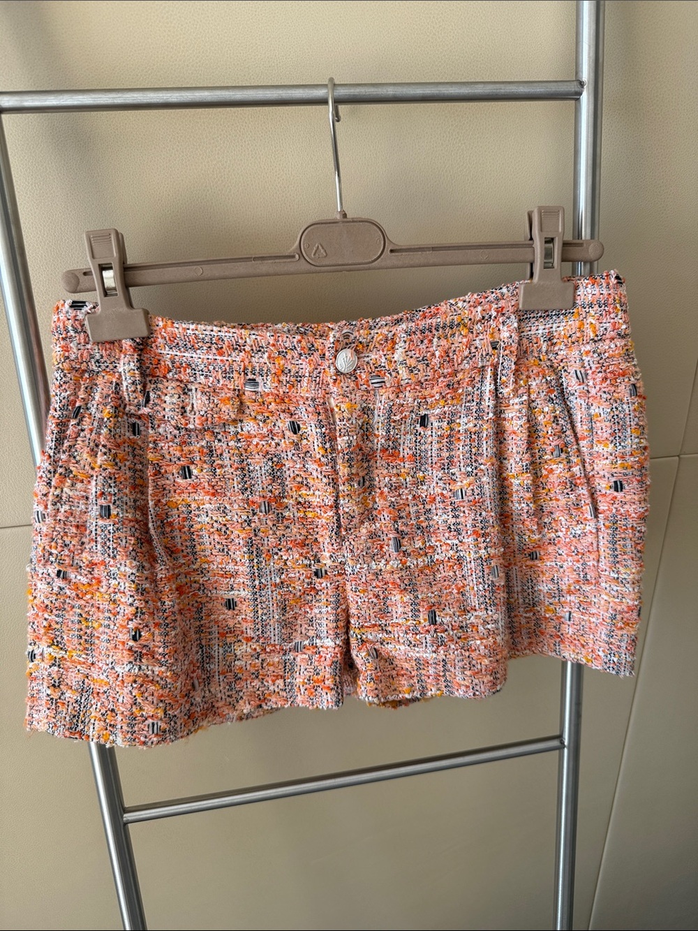 rag & bone Pink Multicolor Tweed High-Waist Shorts